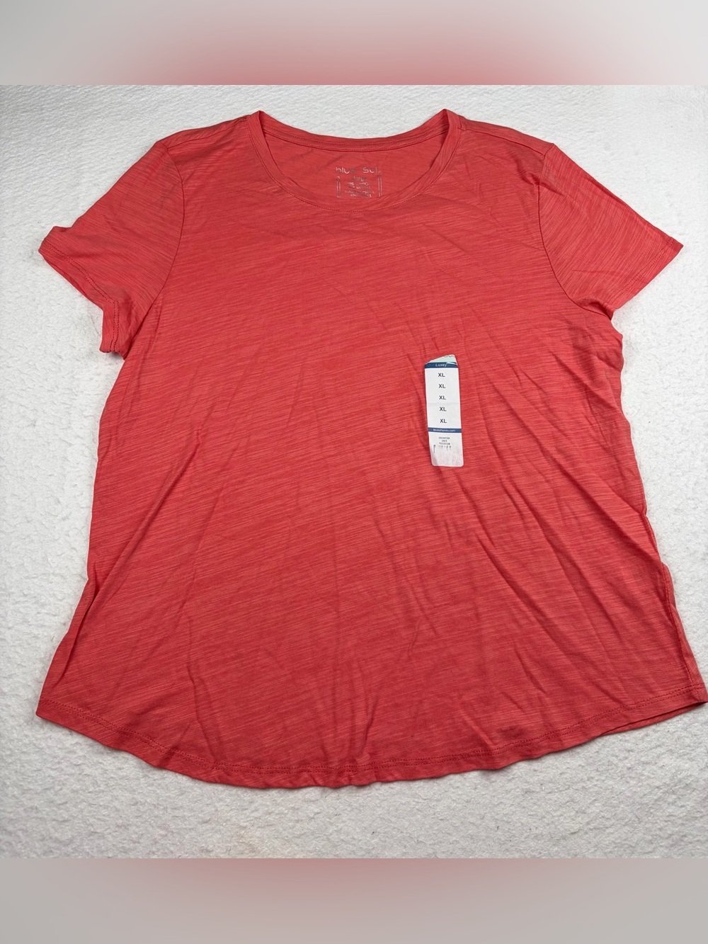 NWT Blue Sol Luxey Scoop Neck Short Sleeve Top Coral Peach XL